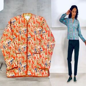 Orvis 💯% Cotton Reversible Multicolor Quilt Floral Jacket Size M